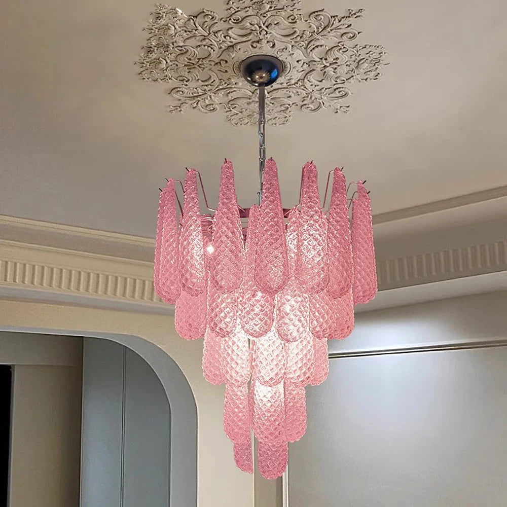 Coloured glass pendant with decorative leaf for chic interiors - vue 2 sur 12