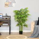 Bamboo flower pot with artificial reeds for indoor decoration
