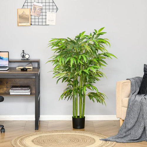 Bamboo flower pot with artificial reeds for indoor decoration - vue 3 sur 7