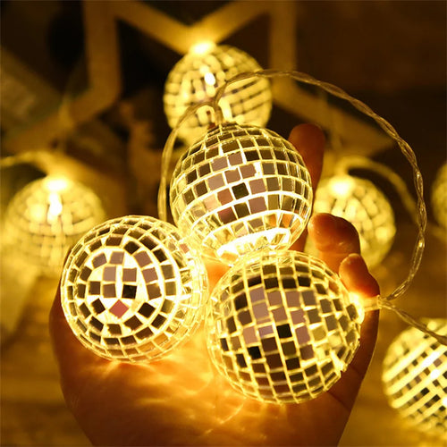 Disco mirror ball battery-powered 20 LED string lights - vue 3 sur 8
