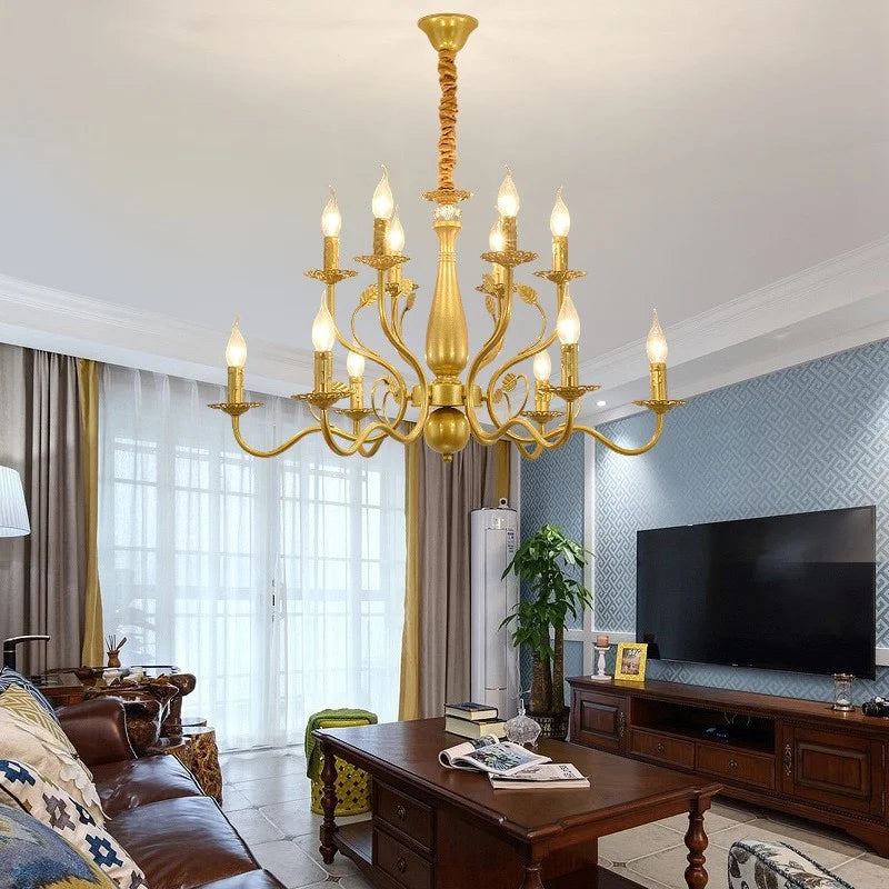 Classic American country style retro wrought iron chandelier - vue 8 sur 12