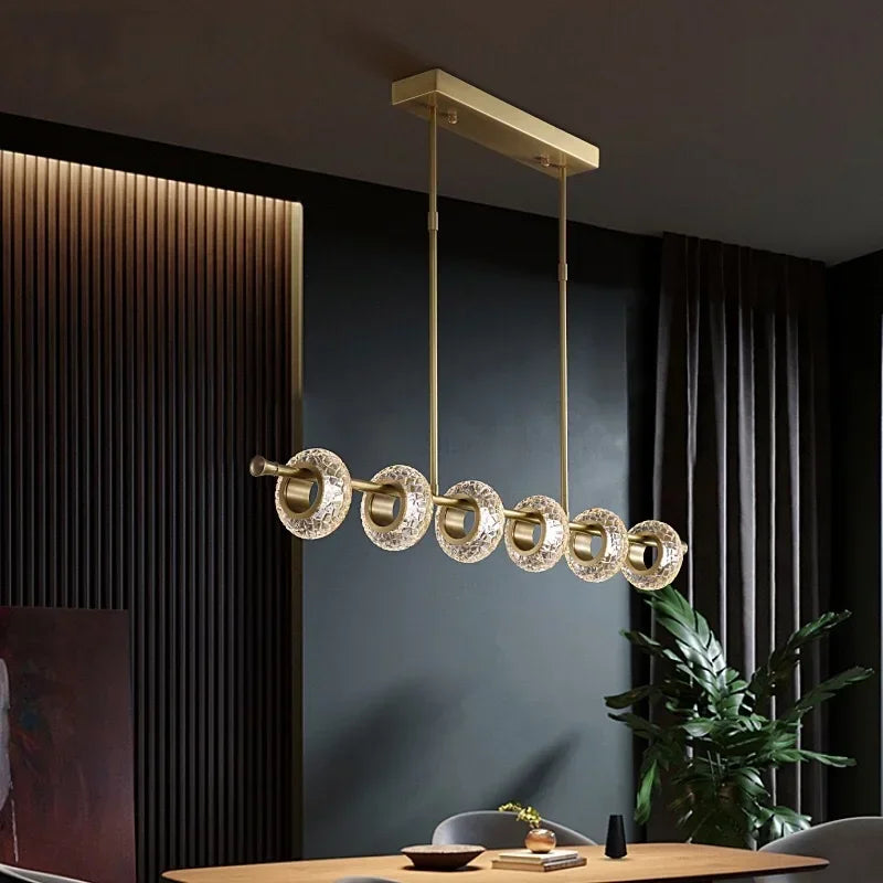Nordic cracked glass chandelier with modern minimalist LED