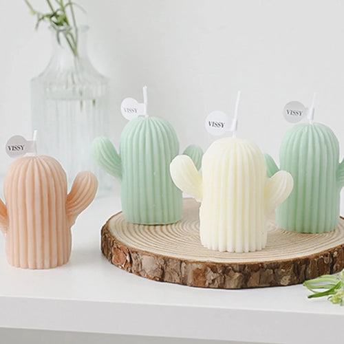 small cactus wax scented candles for home decor - vue 2 sur 9