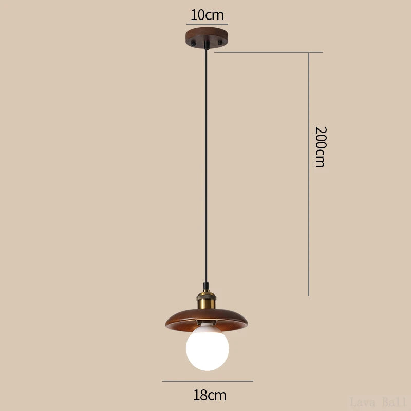 Idyllic style wooden flying saucer pendant lamp e27 for dining table, restaurant, bedside and tea room