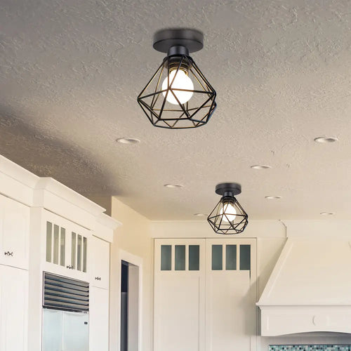 Rustic industrial vintage metal flush mount ceiling light for creative interiors - vue 3 sur 20
