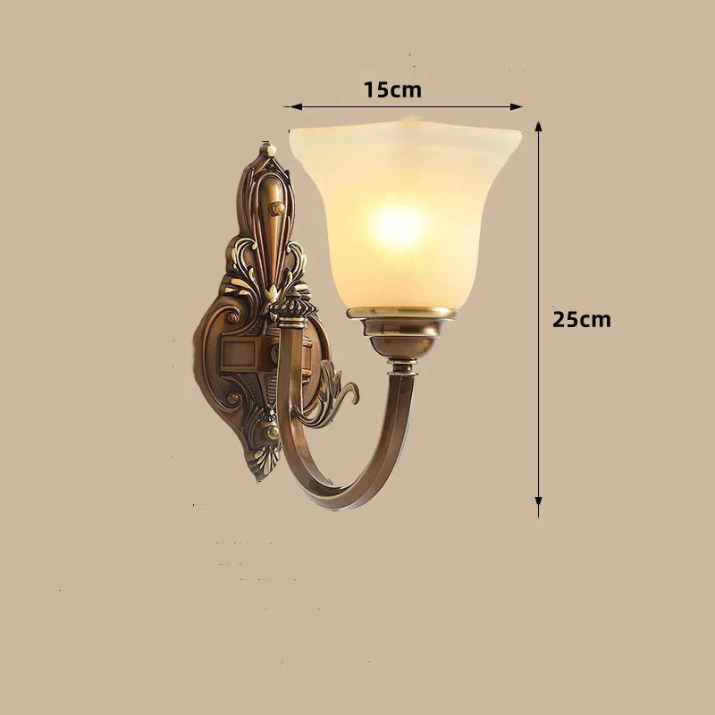 Vintage copper chandelier with frosted glass lampshade - vue 11 sur 20