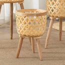 woven rattan flower stand for interior decoration