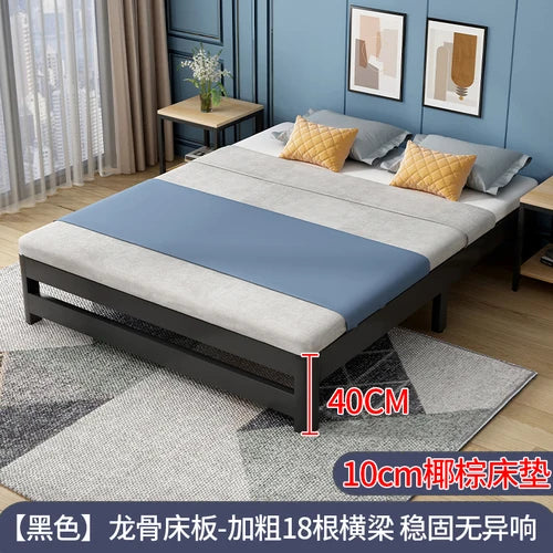 Single tatami bed frame, modern and simple home master bedroom, 1.8-meter double iron bed - vue 20 sur 29