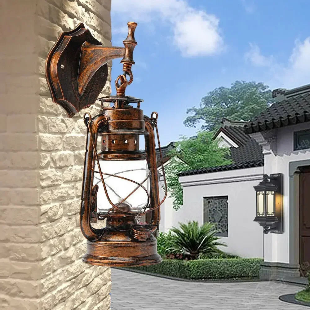 Vintage rustic industrial outdoor wall light - vue 2 sur 9