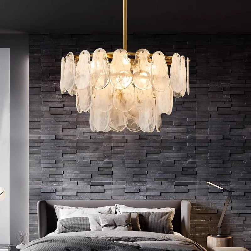 Gourd glass pendant light with cloud pattern French American style