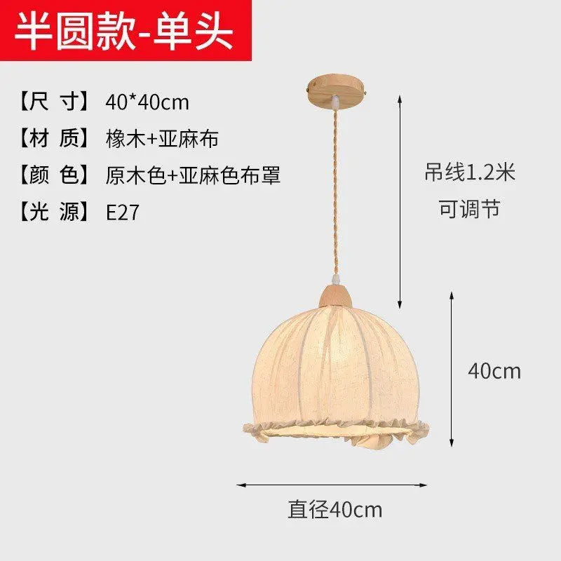 Nordic cotton and linen fabric chandelier - vue 8 sur 16