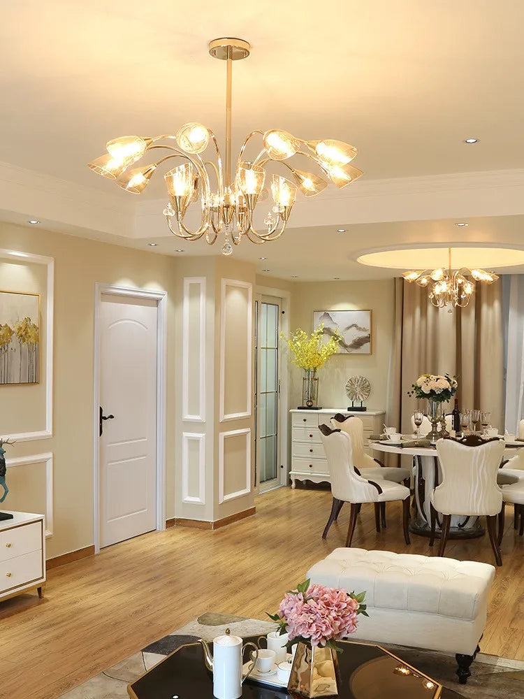 Modern copper crystal chandelier for indoor lighting - vue 4 sur 14