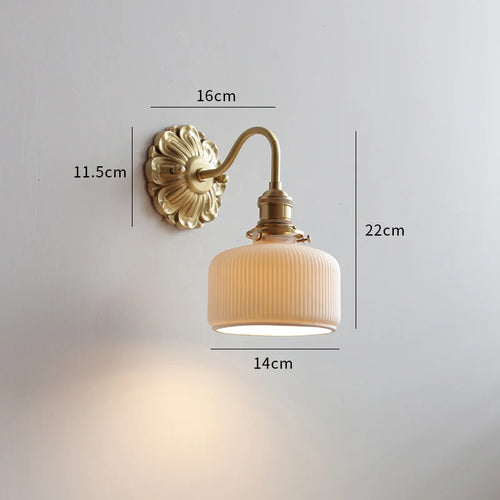 Modern smoked grey glass LED wall light copper indoor - vue 13 sur 23