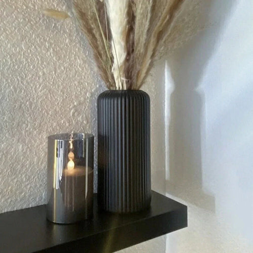 Striped Ceramic-Like Plastic Vase for Flowers, Decorative Floral Arrangement Display, Creative Little Flower Vase - vue 6 sur 6