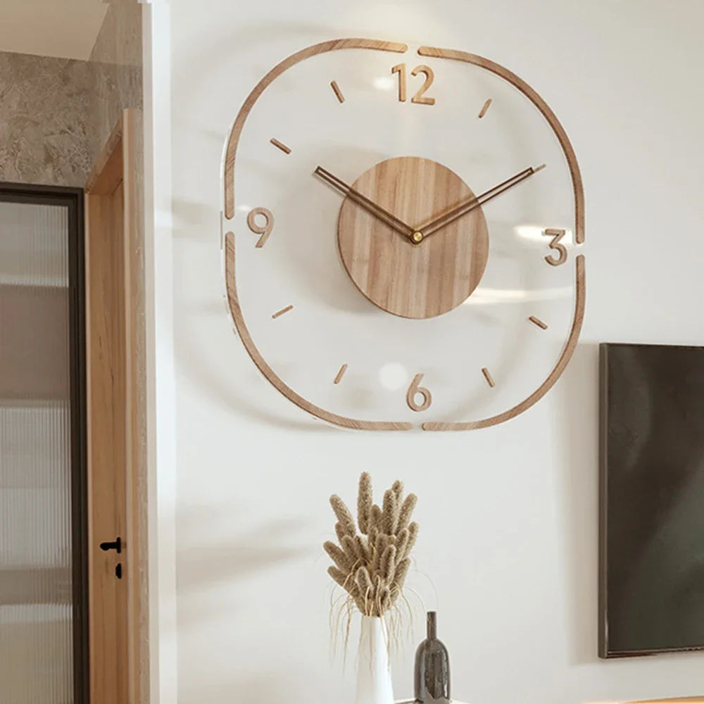 minimalist silent wooden hanging wall clock