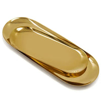 Gold stainless steel oval storage tray for various items