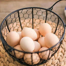 metal basket for egg storage and kitchen accessories