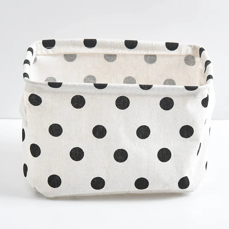 foldable canvas storage basket with cotton and linen handle