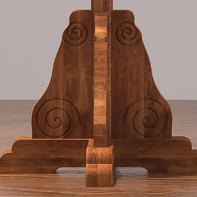 Vintage style floor lamp in fabric, wood and copper for hotel or restaurant - vue 5 sur 9