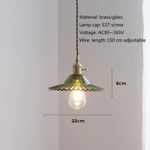 Nordic vintage glass and brass pendant light - vue 11 sur 10
