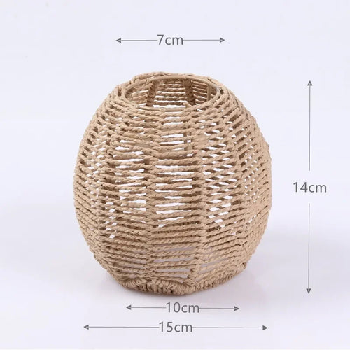 Rattan pendant chandelier with lampshade for hanging lighting - vue 11 sur 17
