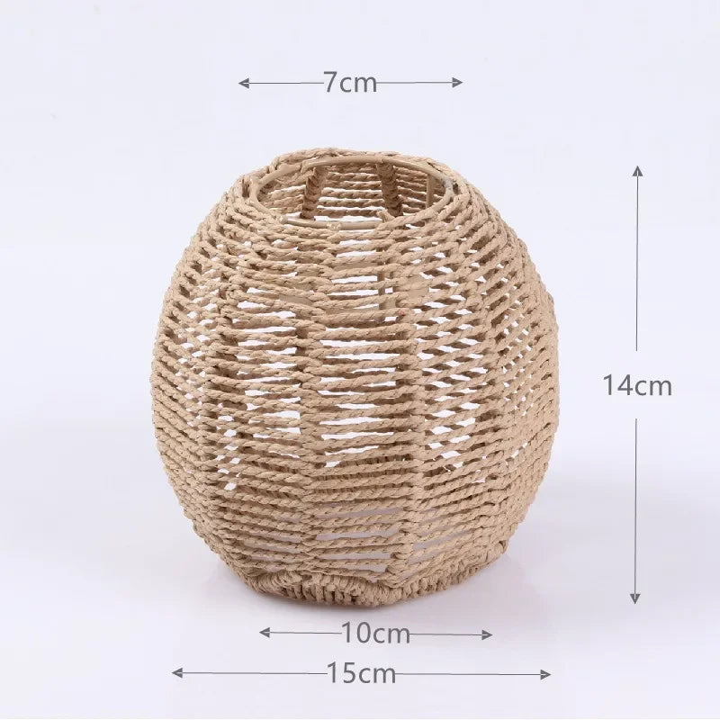 Rattan pendant chandelier with lampshade for hanging lighting - vue 11 sur 17