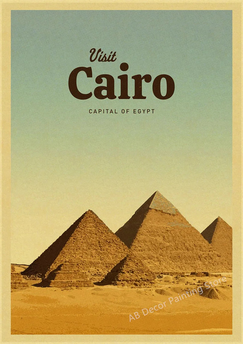 Retro travel poster iconic destinations for tourism enthusiasts