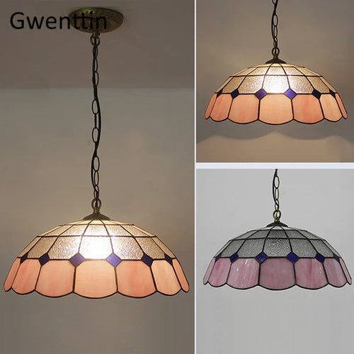 Tiffany style stained glass pendant light for interior decor - vue 3 sur 26