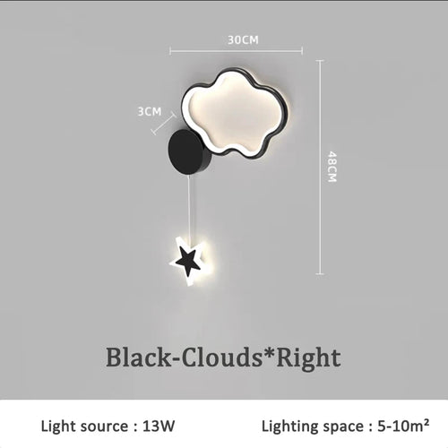 creative stars moon and clouds wall light for children - vue 7 sur 16