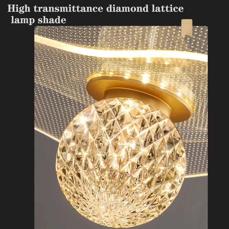 Customisable modern lotus leaf crystal pendant light - vue 5 sur 13