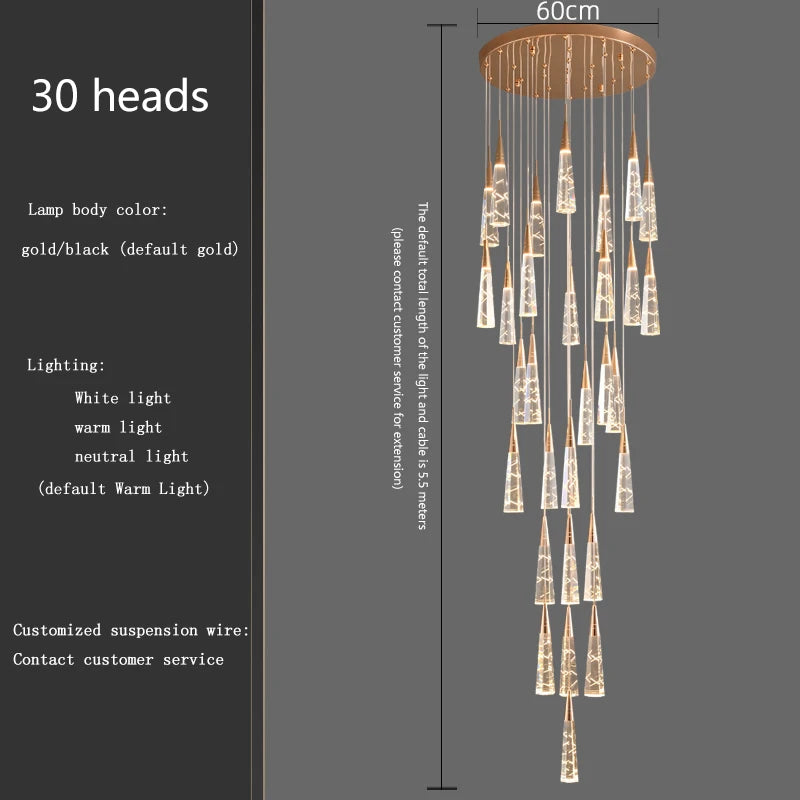 Modern branch pendant chandelier with long LED line