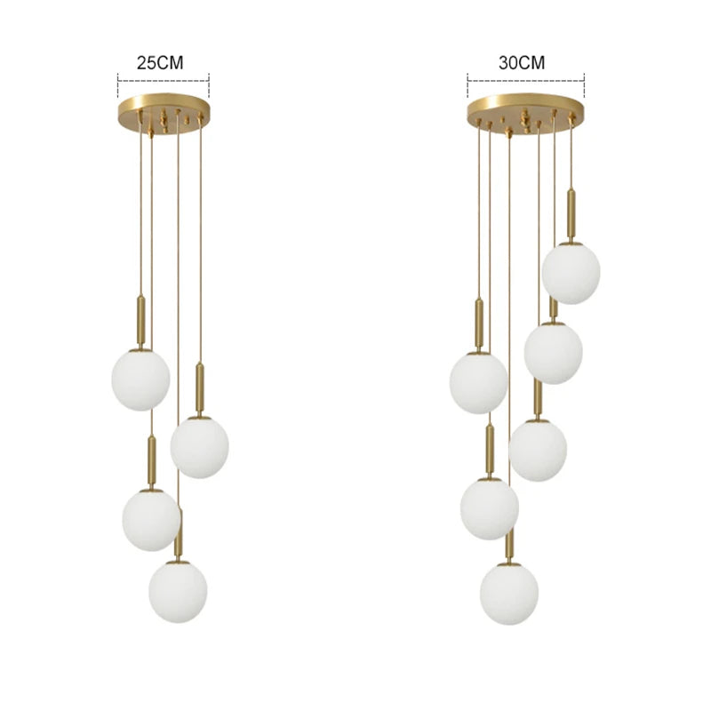 Brass black milk glass ball LED pendant light