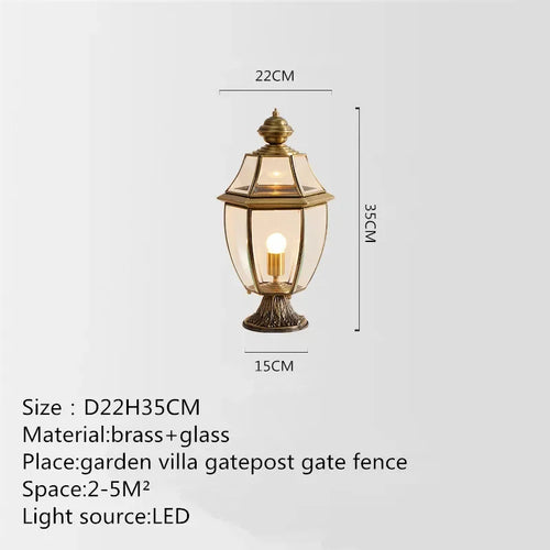 lampe de jardin classique en laiton éclairage extérieur étanche rétro - vue 7 sur 8
