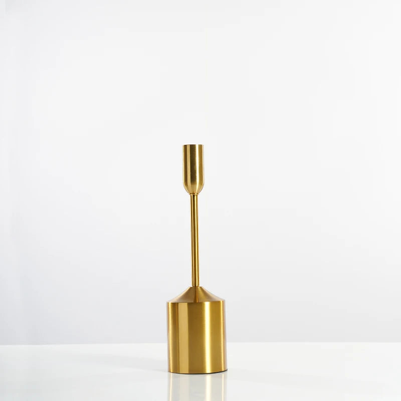 Gold plated metal candle holder for weddings and elegant decoration