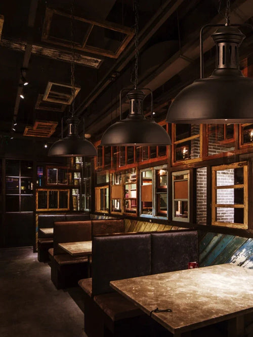 Industrial retro pendant light vintage with LED E27 bulb for bedroom dining kitchen bar - vue 7 sur 23