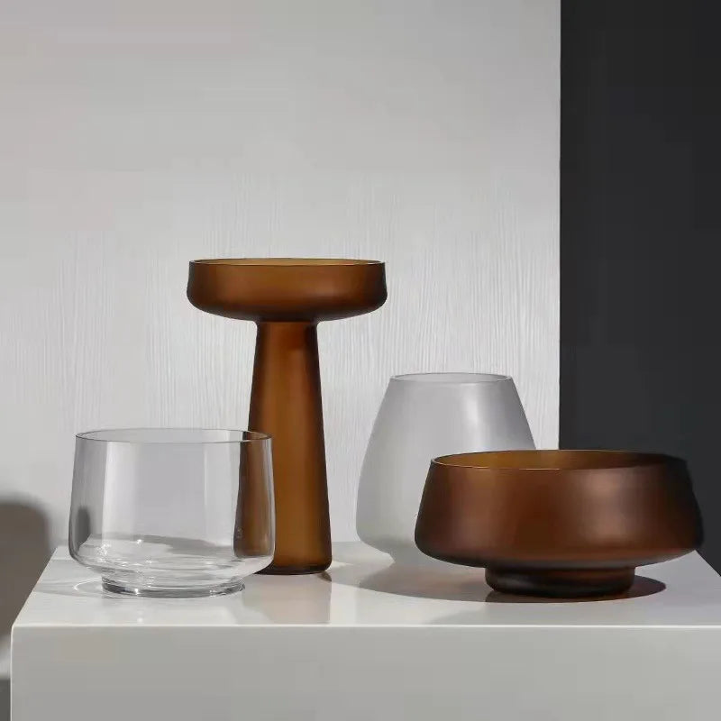 frosted glass vase for interior decoration dried flowers and hydroponics