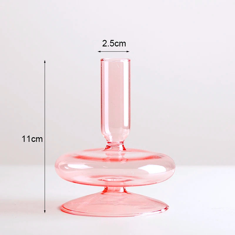 Vintage glass candle holder for weddings and romantic dinners - vue 15 sur 27