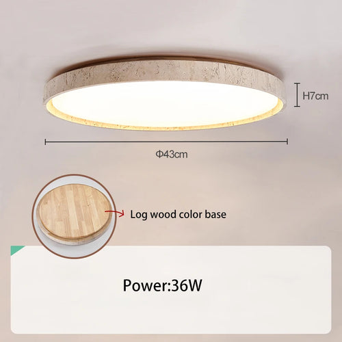 Led ceiling light stone downlight surface mounted retro walnut wood effect for bedroom or living room - vue 14 sur 13