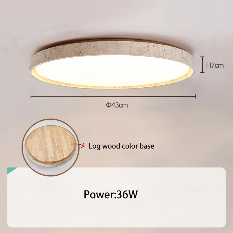 Led ceiling light stone downlight surface mounted retro walnut wood effect for bedroom or living room - vue 13 sur 13