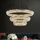 Modern crystal and copper chandelier three-tier indoor lighting