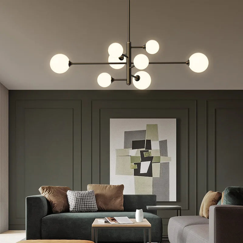 Scandinavian LED chandelier with 6 or 8 lights, modern design
