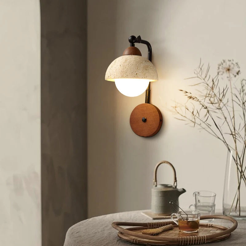 Japanese warm yellow travertine LED wall light