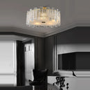 Round layered designer ceiling light in gold copper