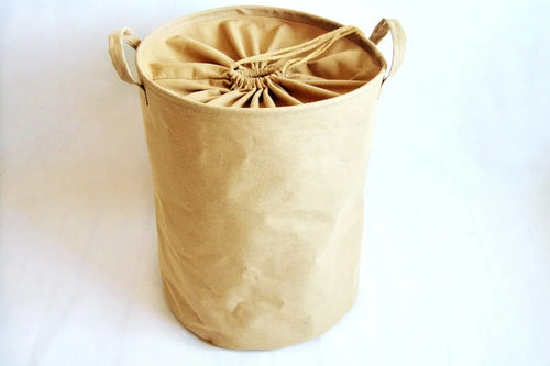 panier à linge pliable en coton et lin pour rangement - vue 9 sur 8