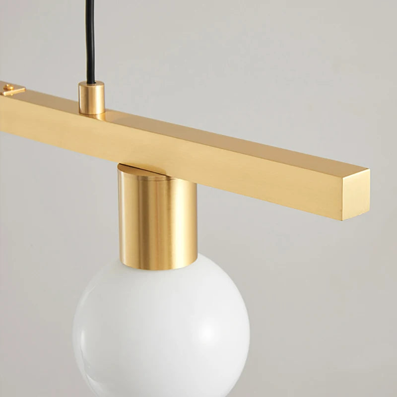 Minimalist brass chandelier with adjustable wire for bar and restaurant - vue 5 sur 8