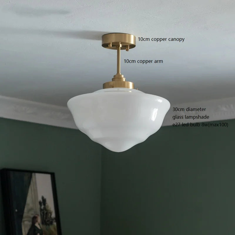 Modern nordic glass LED pendant light with copper socket - vue 5 sur 28