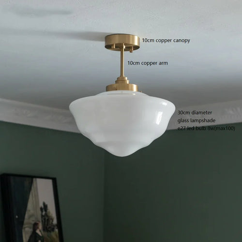 Iwhd modern Nordic style glass and copper LED pendant light - vue 6 sur 28