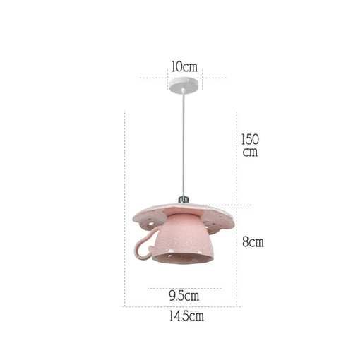Modern ceramic LED teapot pendant light for kitchen - vue 17 sur 30
