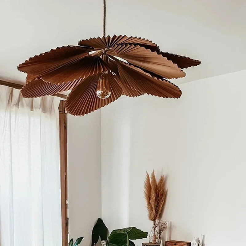 Retro paper petal pendant light for interior decor - vue 3 sur 9