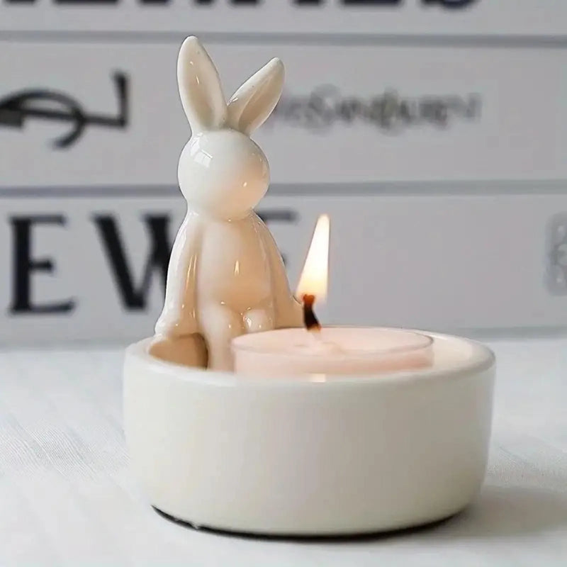 decorative ceramic bunny candle holder for Easter